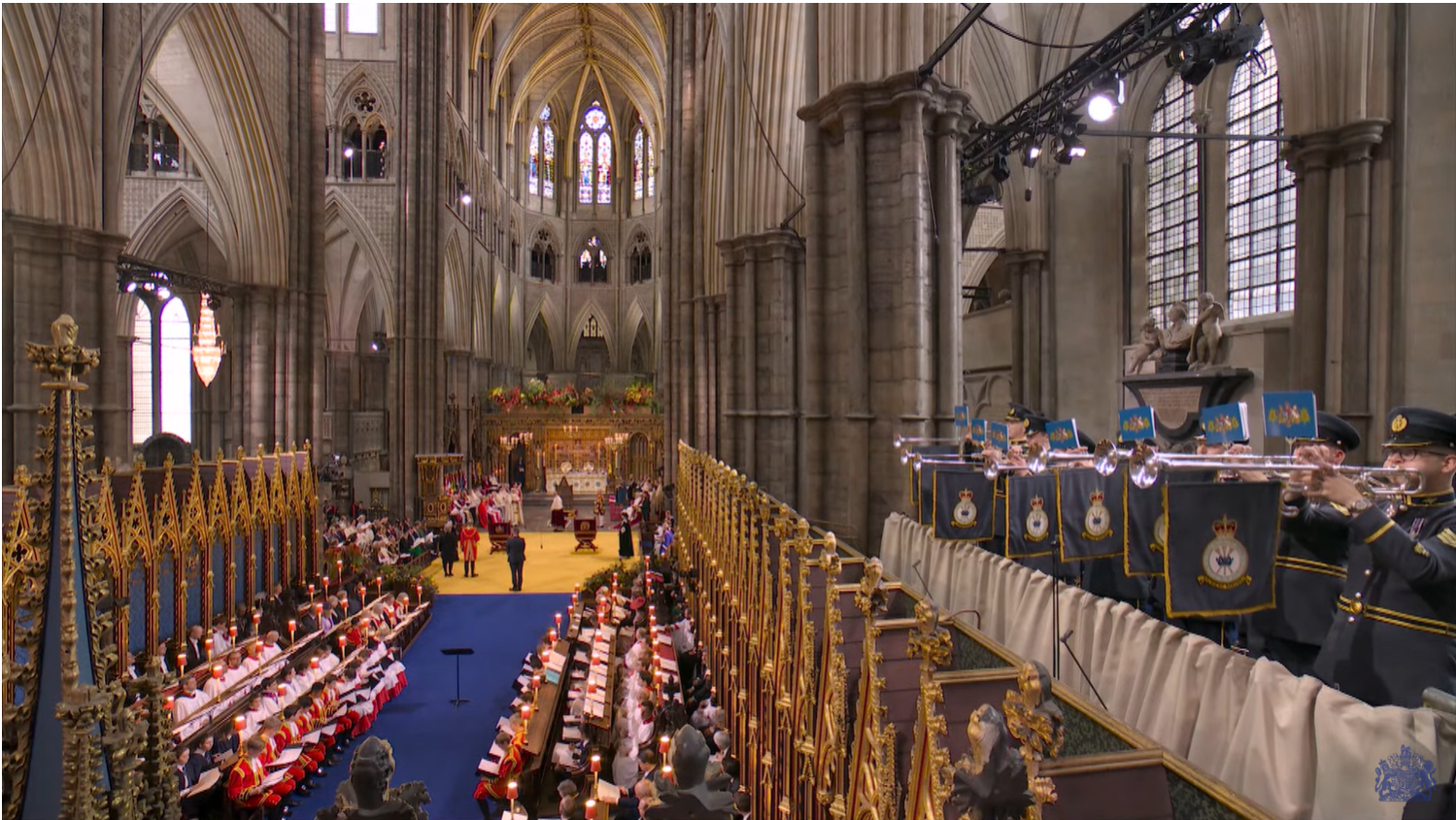 加冕禮上，「吹號」預示著地上君王新時代的開始，更象徵著主的再來。（YouTube@RoyalFamilyChannel影片截圖）